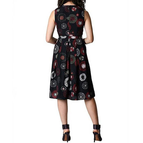 eShakti Graphic Floral Print Crepe Dress Sleeveless Fit & Flare Size Small or 4 - Picture 2 of 8